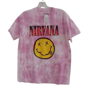 NWT Nirvana Smiley Tie Dye Pink T-shirt Top M